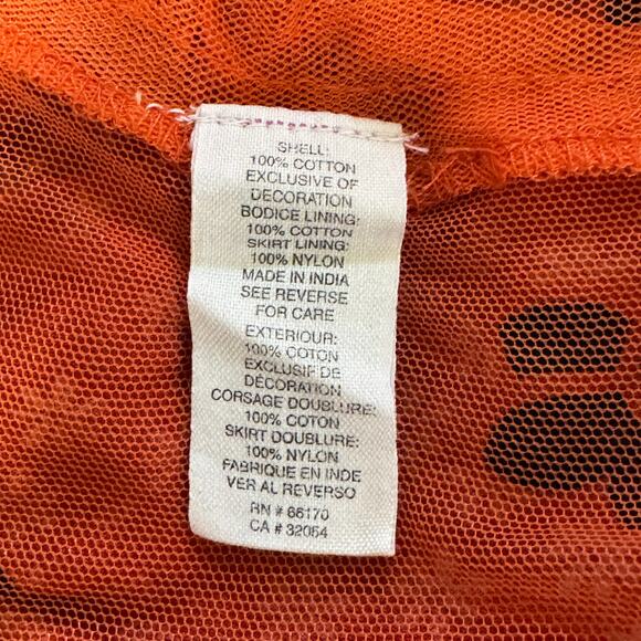 Free People Boho Floral Dress Rust Orange Lace Neckline Ruffle Hem Sz S - Picture 7 of 9